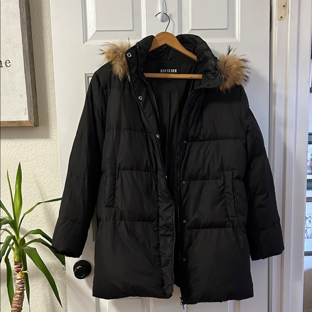Women's Black Ski & Snow Jacket with Fur Trim
